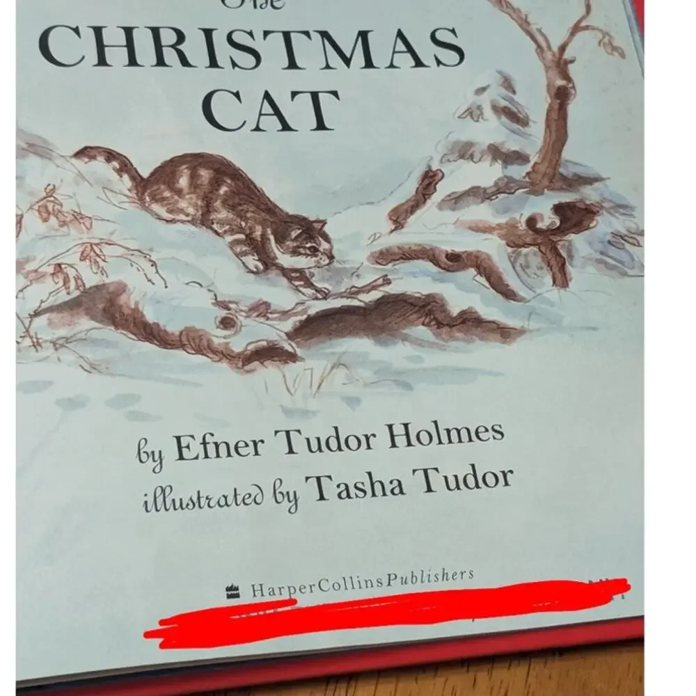 CHRISTMAS CAT 1976 Tudor Holmes Hardcover with Dust Jacket